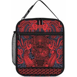 New Zealand Taiaha Maori Lunch Bag Whero Minimalist Silver Fern Tukutuku Motif