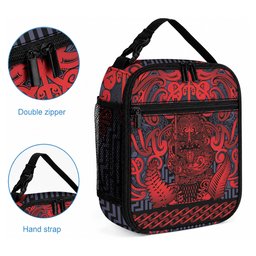 New Zealand Taiaha Maori Lunch Bag Whero Minimalist Silver Fern Tukutuku Motif