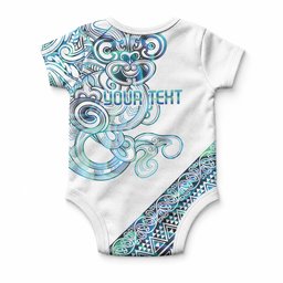 Kahui Whetu Paua shell Kowhaiwhai Taniko Personalised Baby Onesie Taniwha Maori Tribal Style