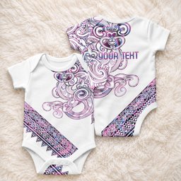 Mawhero Paua shell Kowhaiwhai Taniko Personalised Baby Onesie Taniwha Maori Tribal Style