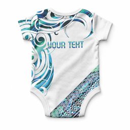 Kahui Whetu Paua shell Kowhaiwhai Taniko Personalised Baby Onesie Turtle Tattoo Maori Tribal Style