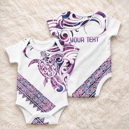 Mawhero Paua shell Kowhaiwhai Taniko Personalised Baby Onesie Turtle Tattoo Maori Tribal Style
