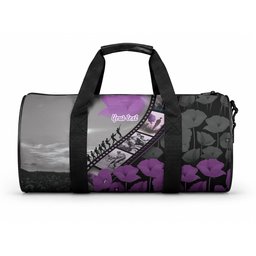 Personalised Remembering ANZAC Lest We Forget Duffle Bag Vintage Film Frame Memorial Purple Poppy