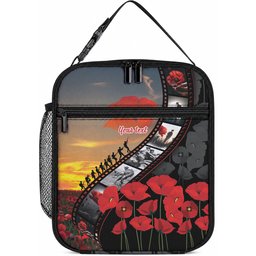 Personalised Remembering ANZAC Lest We Forget Lunch Bag Vintage Film Frame Memorial Red Poppy