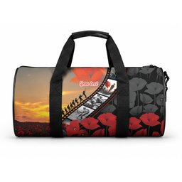 Personalised Remembering ANZAC Lest We Forget Duffle Bag Vintage Film Frame Memorial Red Poppy