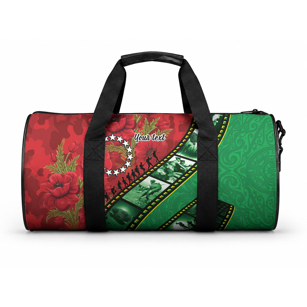 Personalised Cook Islands ANZAC 1915-2026 Filmstrip Duffle Bag Lest We Forget 25 April