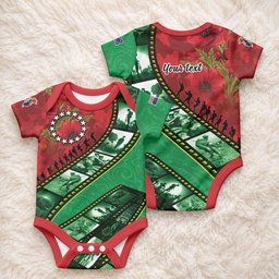 Personalised Cook Islands ANZAC 1915-2026 Filmstrip Baby Onesie Lest We Forget 25 April