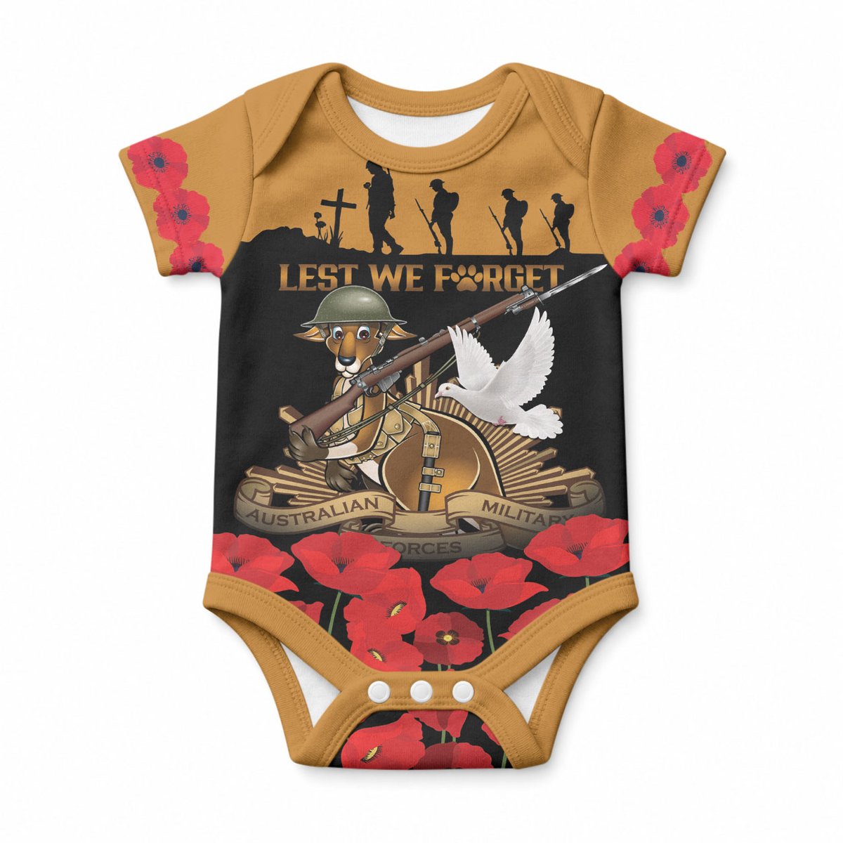 Australia ANZAC Day Personalised Baby Onesie Honouring The Animals That Served