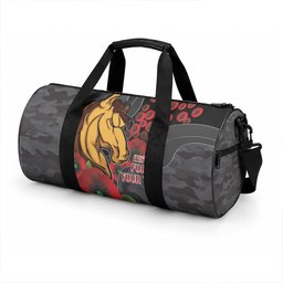Brisbane Broncos ANZAC Personalised Duffle Bag Lest We Forget Poppy Camo