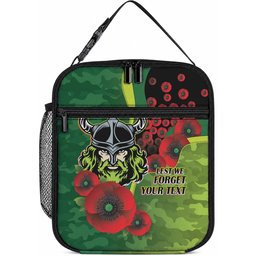 Canberra Raiders ANZAC Personalised Lunch Bag Lest We Forget Poppy Camo