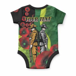 Canberra Raiders ANZAC Personalised Baby Onesie Lest We Forget Poppy Camo