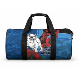 Canterbury-Bankstown Bulldogs ANZAC Personalised Duffle Bag Lest We Forget Poppy Camo