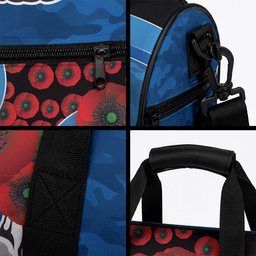 Canterbury-Bankstown Bulldogs ANZAC Personalised Duffle Bag Lest We Forget Poppy Camo