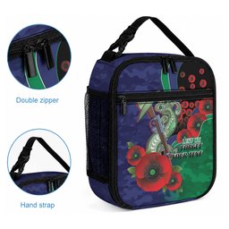 New Zealand Warriors ANZAC Personalised Lunch Bag Lest We Forget Poppy Camo