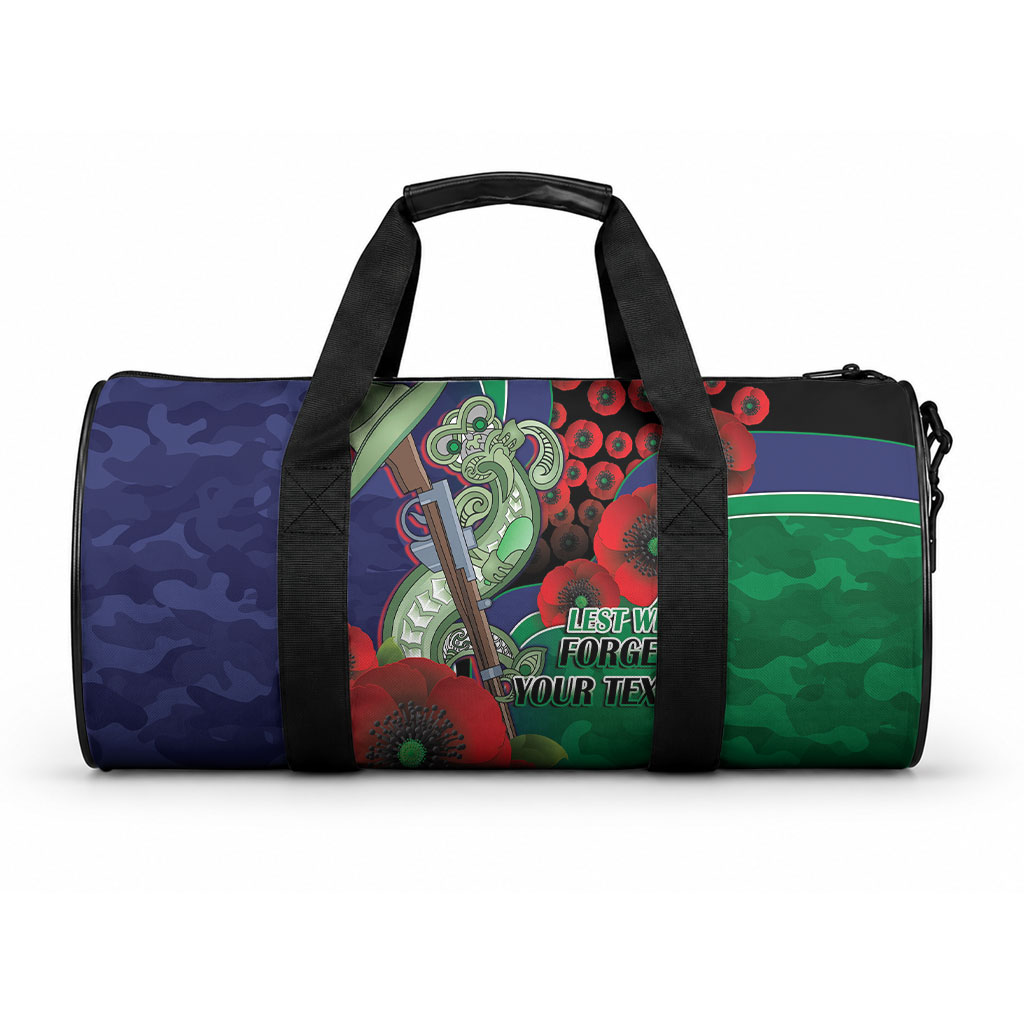 New Zealand Warriors ANZAC Personalised Duffle Bag Lest We Forget Poppy Camo