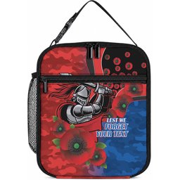 Newcastle Knights ANZAC Personalised Lunch Bag Lest We Forget Poppy Camo