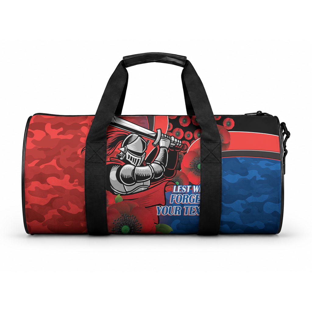 Newcastle Knights ANZAC Personalised Duffle Bag Lest We Forget Poppy Camo