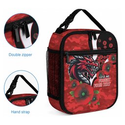 St George Illawarra Dragons ANZAC Personalised Lunch Bag Lest We Forget Poppy Camo