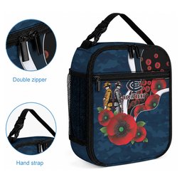 Carlton Blues ANZAC Personalised Lunch Bag Lest We Forget Poppy Camo