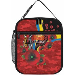 Gold Suns ANZAC Personalised Lunch Bag Lest We Forget Poppy Camo