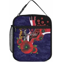 Melbourne Demons ANZAC Personalised Lunch Bag Lest We Forget Poppy Camo