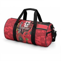St Saints ANZAC Personalised Duffle Bag Lest We Forget Poppy Camo