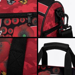 St Saints ANZAC Personalised Duffle Bag Lest We Forget Poppy Camo