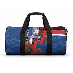 Western Bulldogs ANZAC Personalised Duffle Bag Lest We Forget Poppy Camo