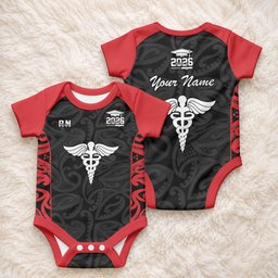 New Zealand Nurse RN 2026 Personalised Baby Onesie Red Maori Pattern Cultural Pride