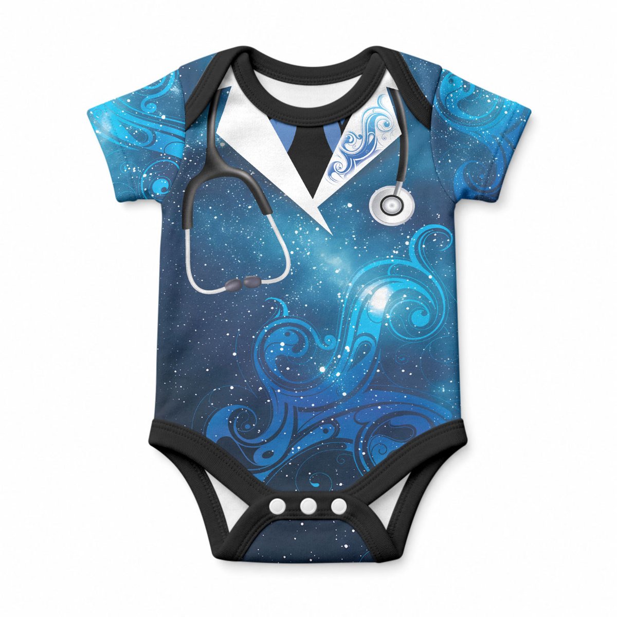 New Zealand Nurses RN Personalised Baby Onesie Galaxy Stethoscope Maori Motif