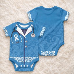 New Zealand Nurses Week Baby Onesie Maori Kowhaiwhai Blue Tribal