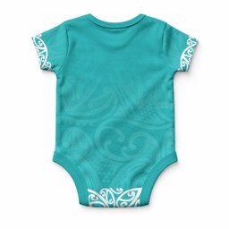 New Zealand Nurses Week Baby Onesie Maori Kowhaiwhai Cyan Tribal