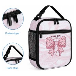 New Zealand Nurses RN Personalised Lunch Bag Pink Stethoscope Coquette Bow Maori Motif