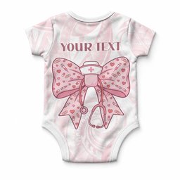 New Zealand Nurses RN Personalised Baby Onesie Pink Stethoscope Coquette Bow Maori Motif