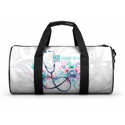 New Zealand Nurses RN Personalised Duffle Bag Stethoscope Floral Maori Motif