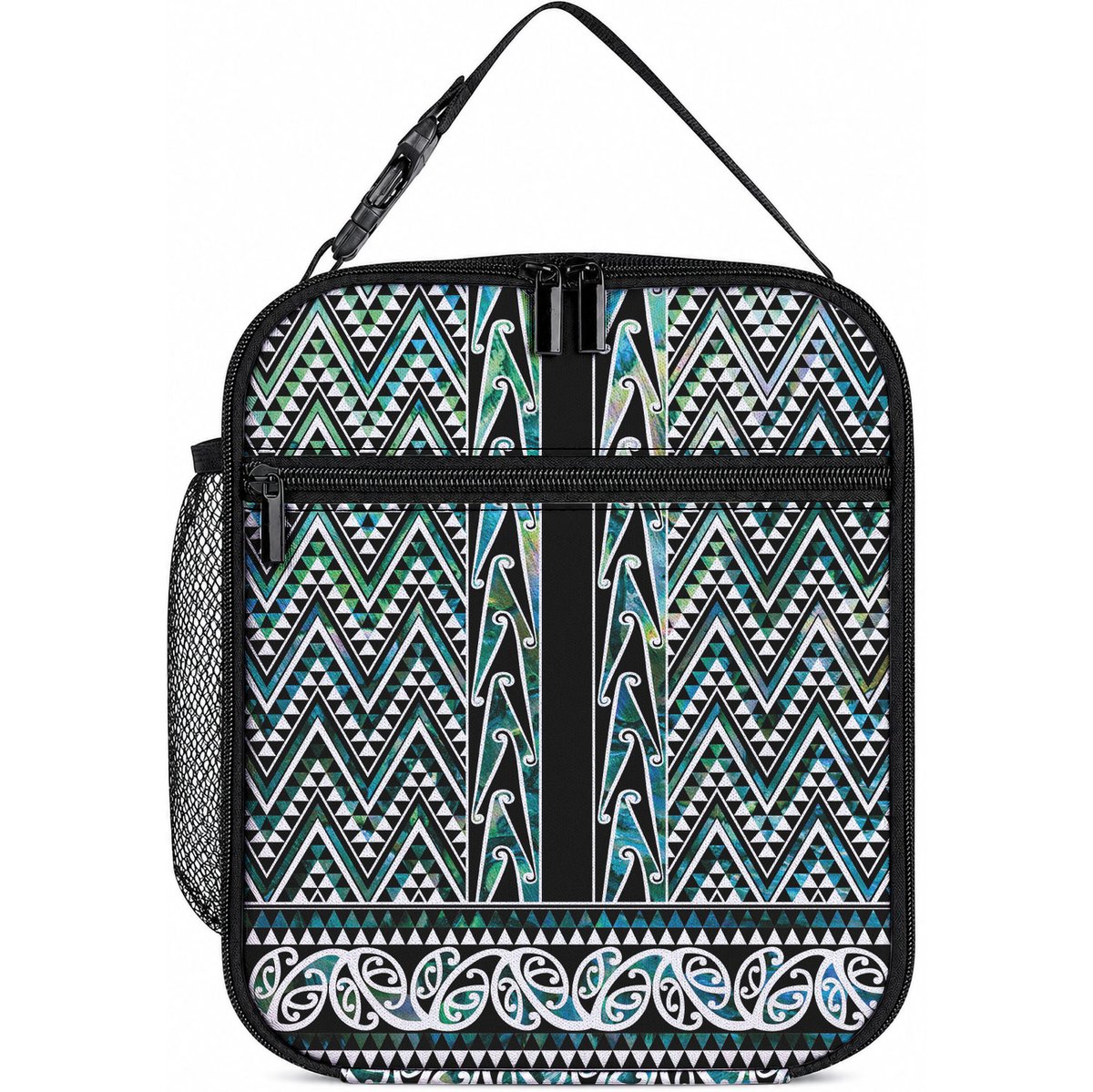 New Zealand Maori Niho Taniwha Lunch Bag Papua Shell - Mangopare Puhoro Pattern