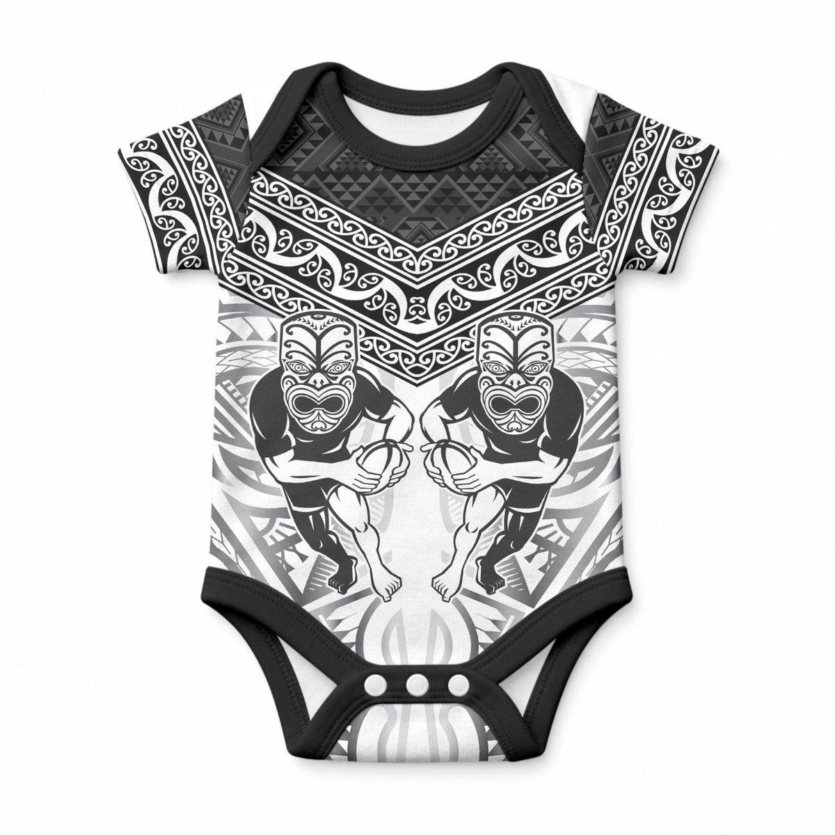 Custom Rugby New Zealand Black Fern Baby Onesie Niho Taniwha Inspired