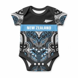World Cricket Custom New Zealand Baby Onesie Kia kaha nga Potae Pango