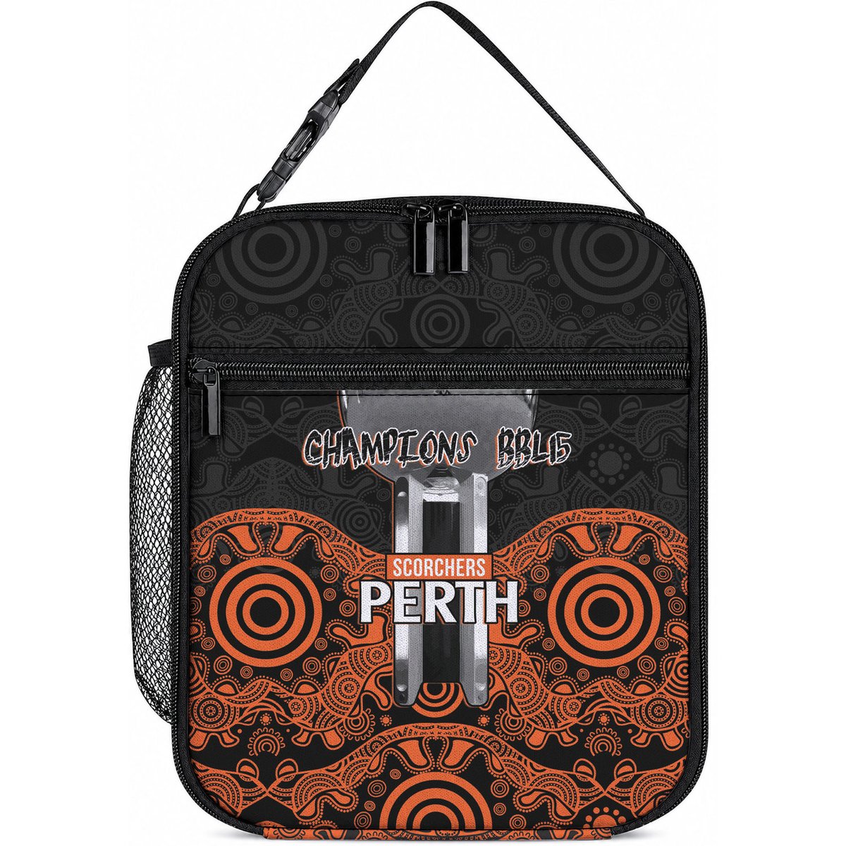 Cricket Australia Perth Champions 2026 Lunch Bag Black Aboriginal Dot Art