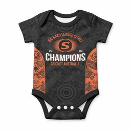 Cricket Australia Perth Champions 2026 Baby Onesie Black Aboriginal Dot Art