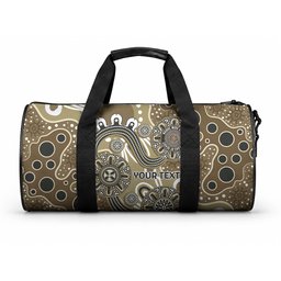 Personalised NAIDOC Week 50 Years Deadly Always Duffle Bag Brown Aboriginal Artwork Dot Painting