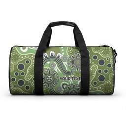 Personalised NAIDOC Week 50 Years Deadly Always Duffle Bag Green Aboriginal Artwork Dot Painting