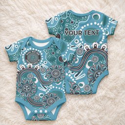 Personalised NAIDOC Week 50 Years Deadly Always Baby Onesie Teal Aboriginal Artwork Dot Painting