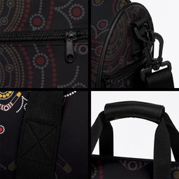 NAIDOC Deadly 50 Years Duffle Bag Aboriginal Black Gold Boomerang Art