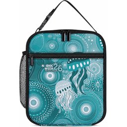 NAIDOC Deadly 50 Years Lunch Bag Jellyfish Aboriginal Culture Inspired Turquoise
