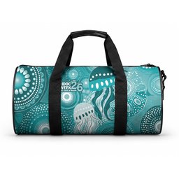 NAIDOC Deadly 50 Years Duffle Bag Jellyfish Aboriginal Culture Inspired Turquoise