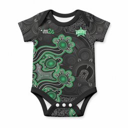 Personalised Melbourne Stars NAIDOC Week 2026 Baby Onesie Sea Turtles Aboriginal Art