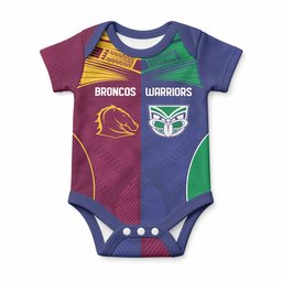 Custom Warriors-Broncos Baby Onesie Together Sporty Style