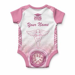 Aussie Nurse RN 2026 Personalised Baby Onesie Pink Aboriginal Art Pattern Cultural Pride