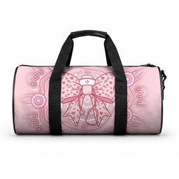 Aussie Nurse Duffle Bag Pink Stethoscope Coquette Bow Aboriginal Dot Art